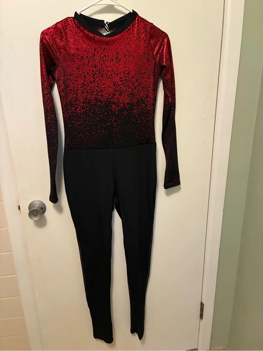 Weissman Red and Black Glitter Ombre Kids Dance Costume